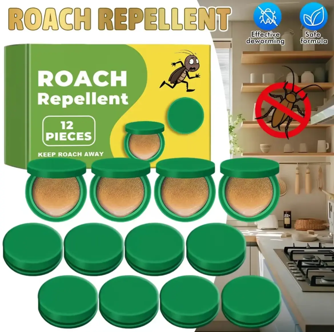 12-Pack Moonlight Spray Cockroach Repellent, Limited-Time Special on Fast-Acting Bait Gel Pest Control Kit with Rodent Repellent Bags Ultra-Fine Fiber Mop for Indoor/Outdoor Multi-Surface Use Cockroach Killer Gel Bait for Indoor Infestations