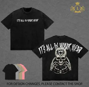 All In Your Head Oversize Gym Washed T-shirt, Gym Apparel, Workout Wear, Training Men's Top, Aesthetic Shirt, Discipline, Strength, Focus