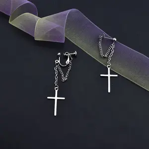 Fashionable Long Earring Women's Dangle Earrings Cross Charm 1pair Trendy Minimalist Dangle Earrings Chic Exggerated Jewelry for Party Decor