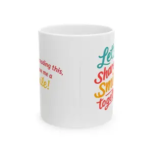 11oz Glossy Finish Reusable Ceramic Mug - Motivational Printed Text, Microwave Safe, Washable Kitchen Drinkware for Daily Coffee Use
