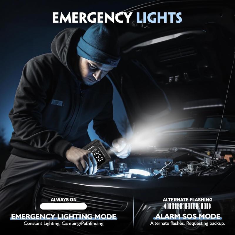 Portable Car Air Compressor, Car Tire Inflator with 4 Nozzles, 150PSI Electric Inflator with Digital LCD Display, Air Pump for Cars, Bicycles, Scooters, Motorcycles, Balls, A Christmas Gift for Dad