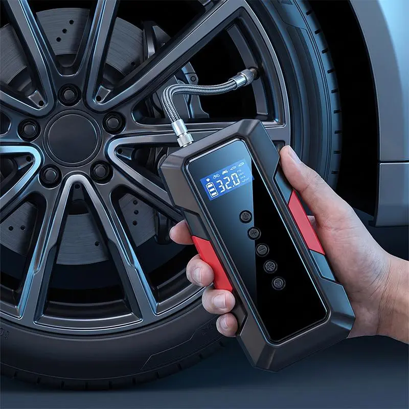 Multi-Style Auto Jump Pack Built-In Tire Inflator, 6000mAh Compact Vehicle Battery Booster, 12V Car Starting Power Station with Digital Screen, USB-C Rapid Charging, Hard Protective Storage Carry Bag
