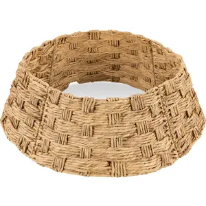 Best Choice Products 42in Basket Woven Hyacinth Christmas Tree Collar, Tree Skirt Accessory w/ Cord Cut-Out