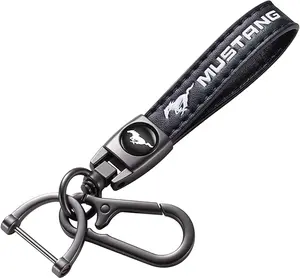 Leather Car Keychain Keyring for mustang