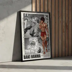 Baki Anime Artwork Poster Print, Baki Hanma the Grappler Manga Wall Decor, Gift for Anime Fan, Street Fighter BJJ MMA Minimalist Aesthetic