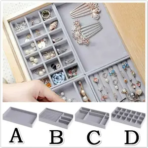 Hot Jewelry Display Storage Rack Velvet Jewelry Storage Tray Display Rack Ring Bracelet Necklace Storage Box Storage Tray Drawer Birthday Christmas Gift 2025