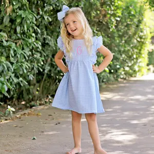 Pastel Blue Gingham Ruffle Kate Dress - Sweet Girls Spring & Summer Outfit