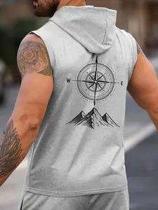 Men's Stylish Sporty Hooded Vest for Summer, Casual Fitted Design in Moderate Knit Fabric, Perfect for Everyday Wear, Sleeveless Gym Tops