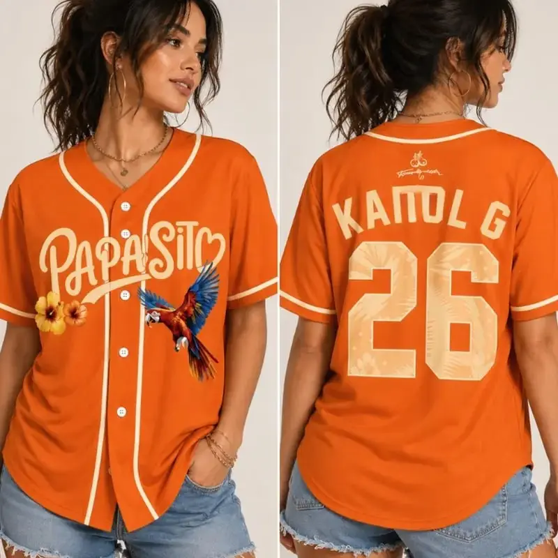 26 K-Karol Tropicoqueta Baseball Jersey | Viajando Por EI Mundo Button Down Jersey | Latin Music Fan Gift