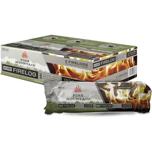 Traditional 4-Hour Firelogs, Easy Starter Logs, Long Burning Firelog for Fireplace, Campfire, Fire Pit, Indoor & Outdoor Use, 2 Pack