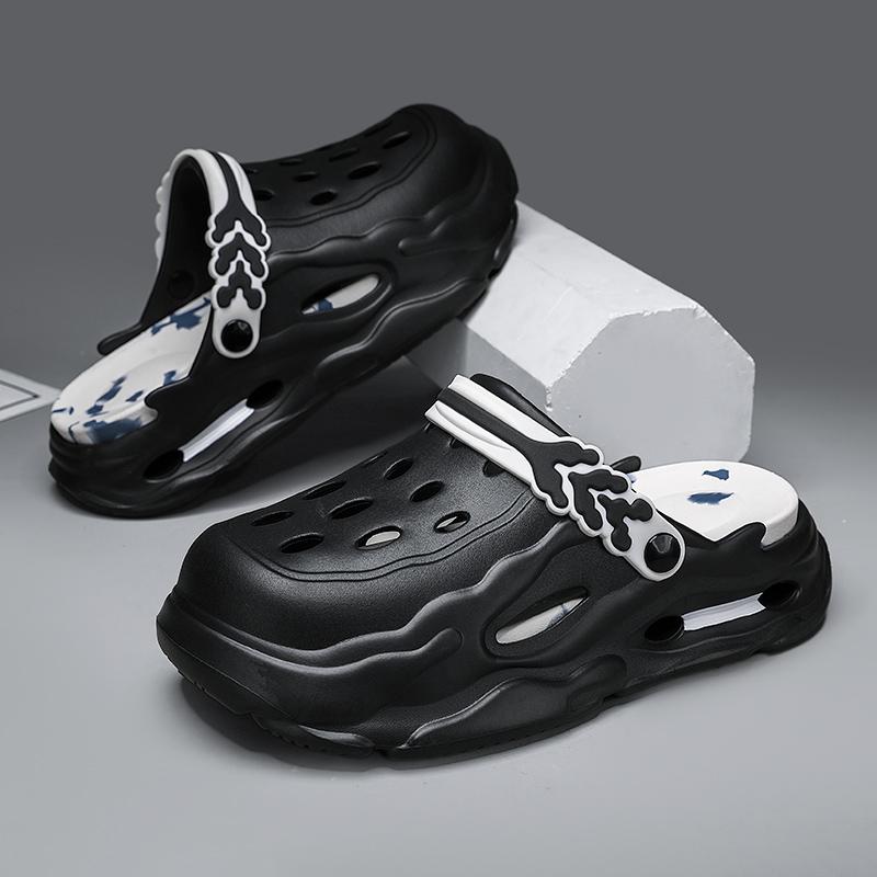 Men’s Summer Thick Sole Hollow Out Clogs – Lightweight Breathable EVA Slip-On Beach Shoes, Trendy Comfort Sport Clog for Outdoor Casual Everyday Wear Men's Non-Slip