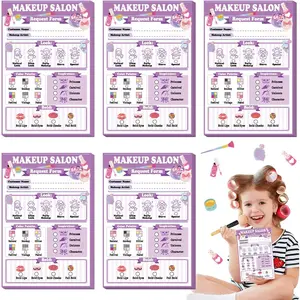 6 Pack  Pretend Play Notepads 4 x 6 Inch Playtime Pads for  40 Pages Pretend Notebooks Imaginative Role for  (Makeup)