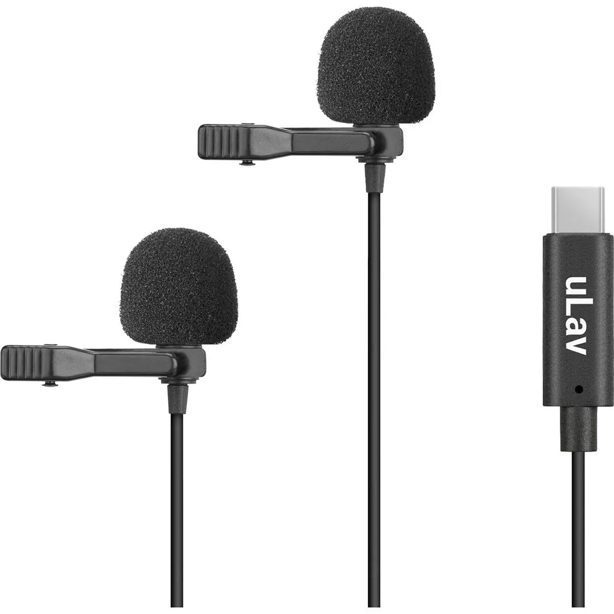 Movo Photo uLav-DUO Dual Digital Clip-On Omnidirectional Lavalier Microphone with USB Type-C Plug, Compatible with Smartphone, Android Device for High-Quality Audio