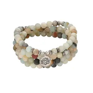 OIDEA 8mm 108 Mala Bead Wrap Bracelet Necklace with Natural Gemstone for Yoga and Meditation, Men Women