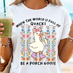 Be a Porch Goose Pun Tee, Funny Graphic Shirt, Womens Everday Tee, Goose Shirt, comfy T-Shirt.