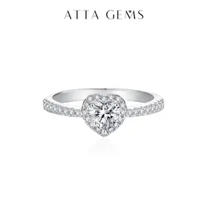Women’s Heart Halo Synthetic Moissanite Ring, S925 Sterling Silver, Ideal as a Birthday Gift, Engagement, Wedding, or Anniversary Present R066