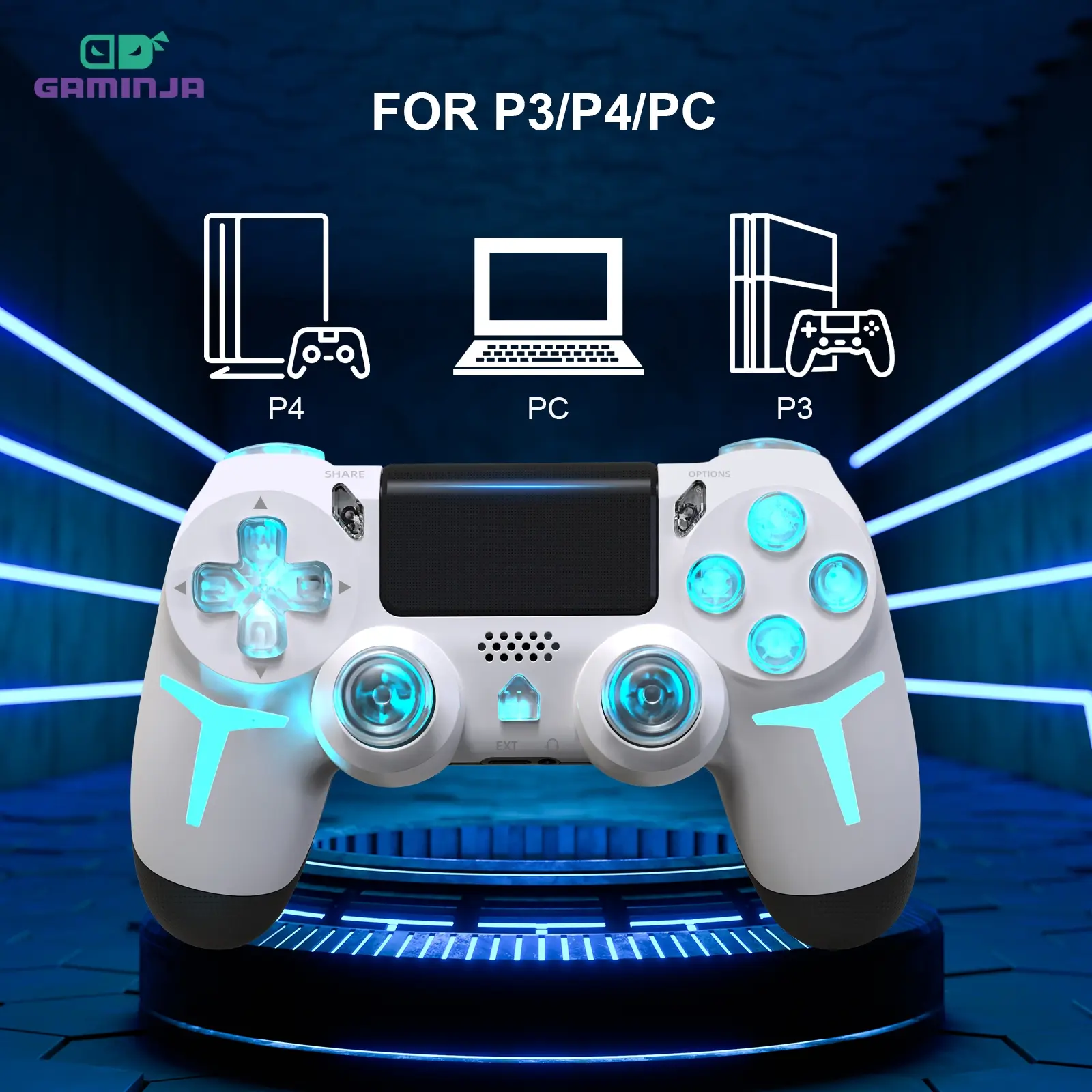 GAMINJA Wireless Game Controller with Six-Axis Gyroscope, Dual Vibration Speakers, Compatible with Ps4/ps4 Slim/ps4 Pro/PC, Light Effects, Premium Gaming Controllers - TikTok Shop GAMINJA Wireless Game Controller with Six-Axis Gyroscope, Dual Vibration Speakers, Compatible with Ps4/ps4 Slim/ps4 Pro/PC, Light Effects, Premium Gaming Controllers - TikTok Shop