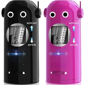 Fully Automatic Robot Pencil Sharpener, 2 Pack (Black + Purple)