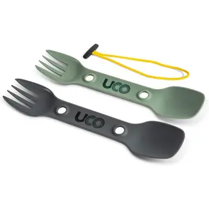 Utility Spork 3-in-1 Combo Spoon-Fork-Knife Utensil, 2-Pack, Gold/Sky Blue