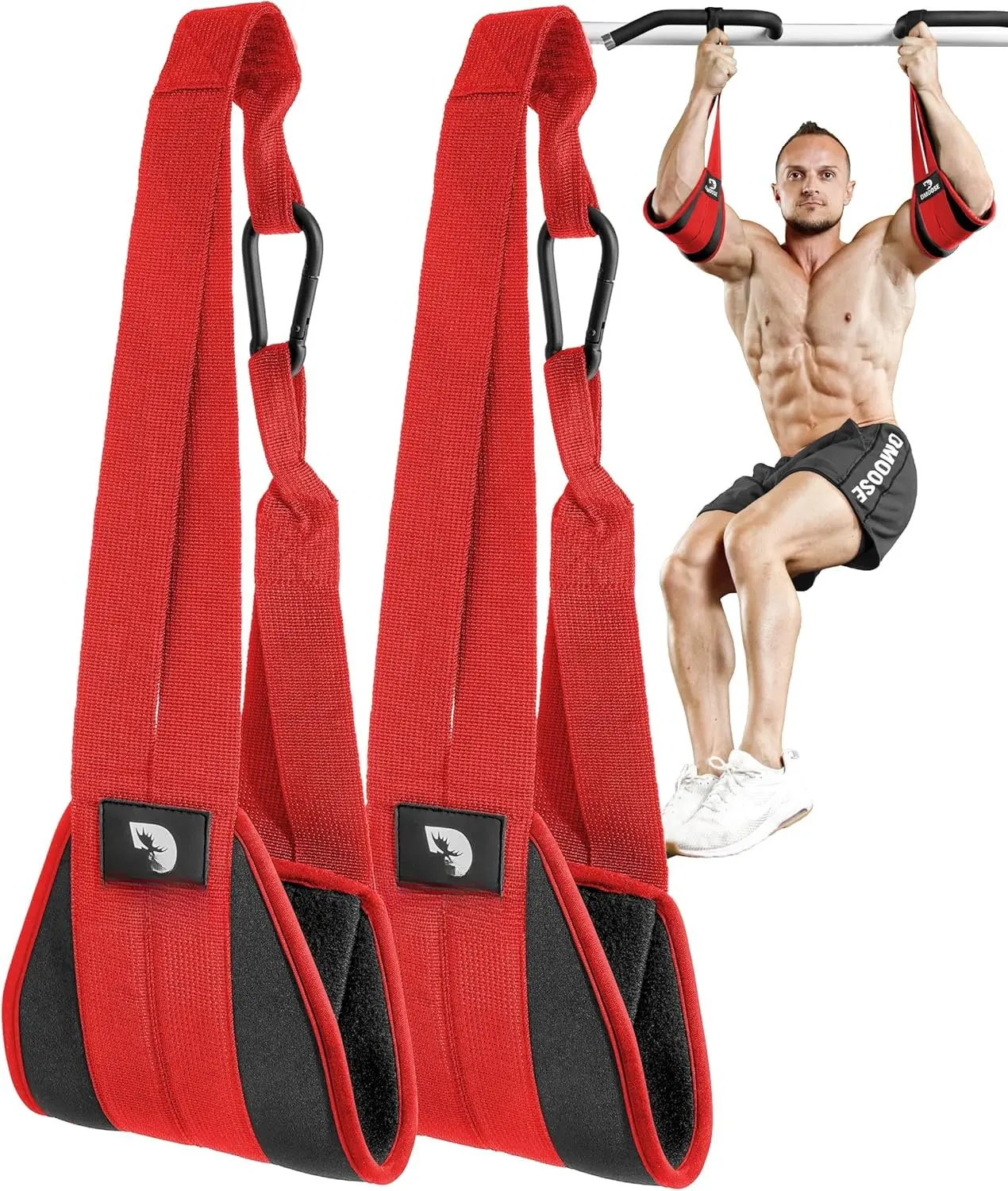 Hanging Ab Straps for Pull Up Bar & Core Strength  - Soft Padded Exercise Straps for Ab Swing &  Raises, Hang Bar Strap with 2 Steel Carabiners - Abs Equipment for  & Gym