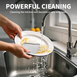 10PCS Double Wet and Dry Wire Dishcloth, Stainless Steel Scrubber, Multi-Purpose Wire Miracle Cleaning Cloths, Non-Scratch, for Powerful Cleaning of Cookware and More. Machine Washable Microfiber Super Absorbent Microfiber