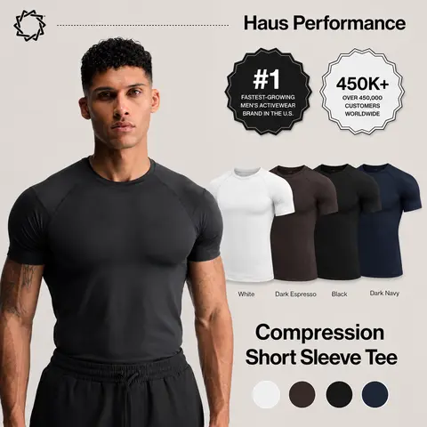 Haus | Compression Short Sleeve Athletic Tee | Anti-Odor Stretch Performance
