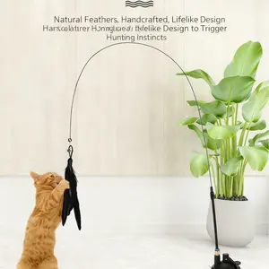 Cat Feather Toy Interactive Cat Toy — Dora Cat Powerful Suction Cup Handheld Teaser Wand Toy, Suitable for Kittens' Scratching and Exercise, Indoor Use