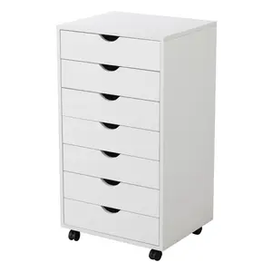 【Deal】Sweet Furniture S - 7 Wood Vertical Organization File Cabinet with Wheels Mobile Drawer Storage for Home Office