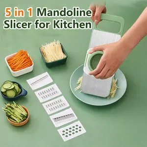 Multi-functional Vegetable Slicer with Cheese Grater Adjustable Stainless Steel Blade Comfort Grip Safety Features Easy to Clean Carrot Grater Cabbage Shredder Cucumber Slicer for Kitchen - Utensils