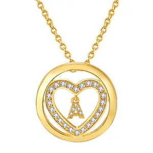 OIDEA Initial Heart Necklace for Women Girls, 18K Gold Plated Cubic Zirconia Letter Pendant, Valentines Christmas Anniversary Birthday Gift