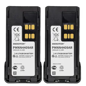 EnergyPort PMNN4409AR 7.4V 3000mAh Lithium Ion Battery for Motorola XPR7350 XPR7580 XPR7550 XPR3300 APX4000 APX1000 Walkie Talkie 2-Pack Smartphones