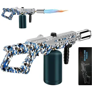 Propane Torch Gun-Powerful Grill Torch Gun, Kitchen Torch Gun with Adjustable Flame, Flamethrower, High Power Cooking Torch for BBQ, Baking, Campfire, Welding (Propane Tank Not Included)