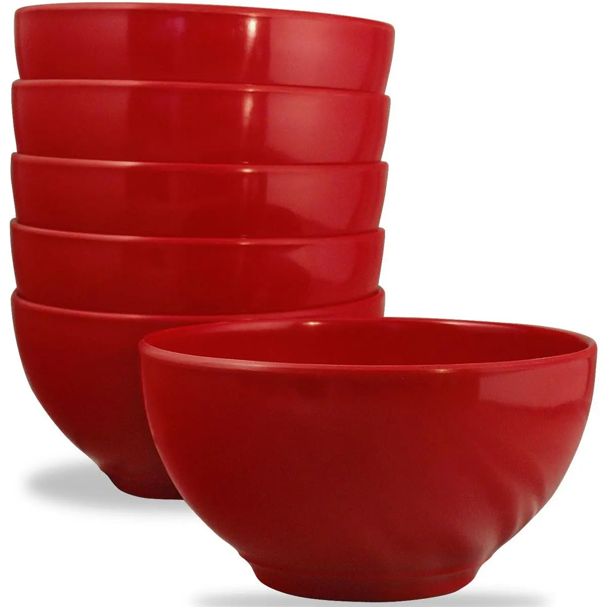 212 MAIN 6-Piece Red Melamine Tableware Set - Fruit Bowl, Cereal Bowls for Sports, Outdoor Leisure Use, Cereal Bowls Set