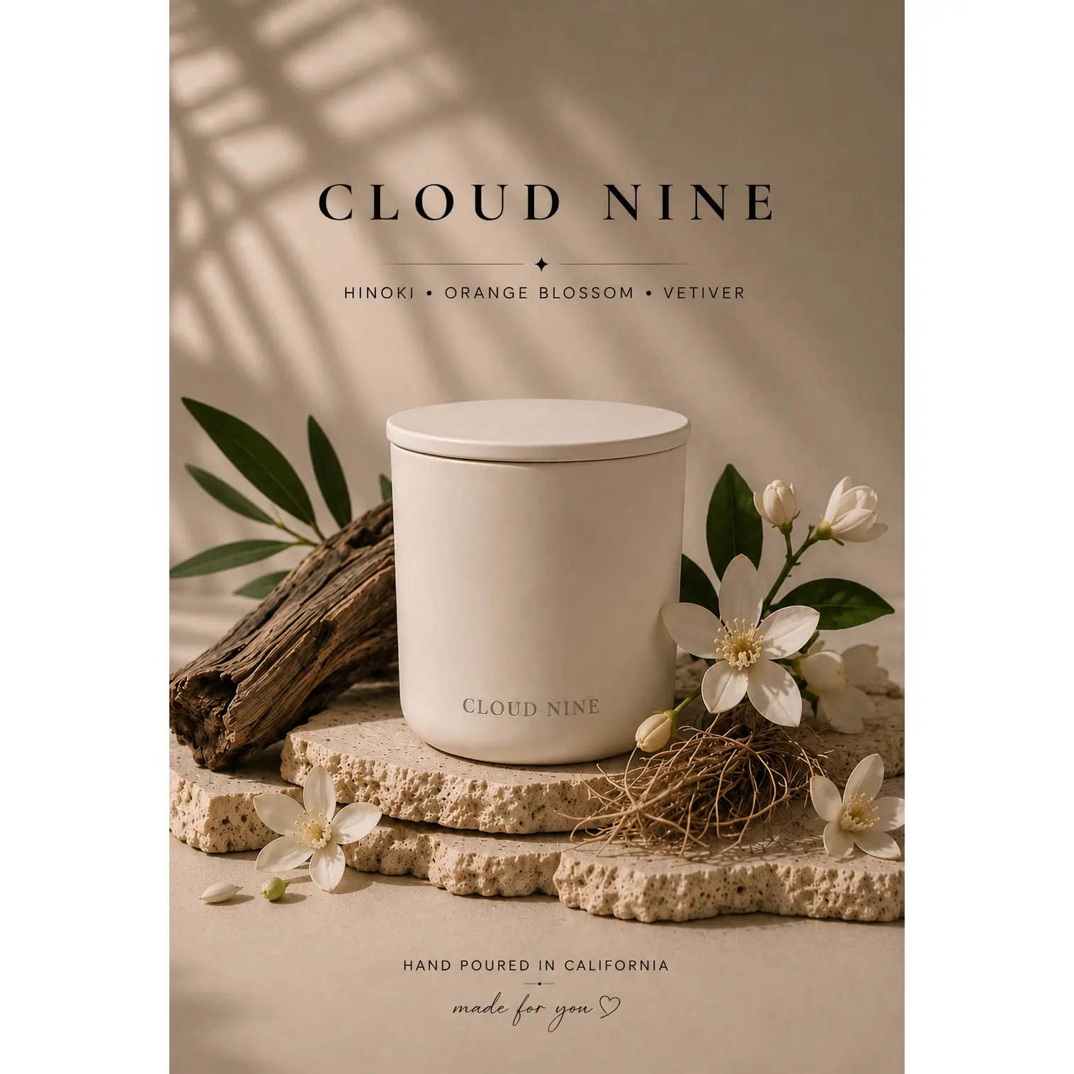 CLOUD NINE 8 oz Candle  Hinoki · Orange Blossom · Vetiver  8oz