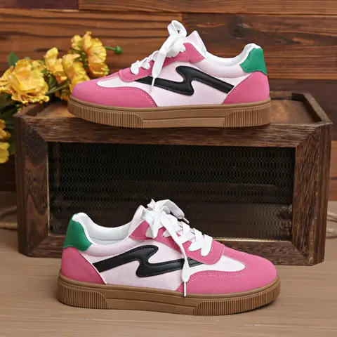 STEP Women's Classic Retro Rubber Sole Sneakers, Low Top Trainers, Casual Athletic Lace Up Trainers, Fashionable Sports Shoes for Tennis & Skateboarding, Comfortable and Stylish Footwear