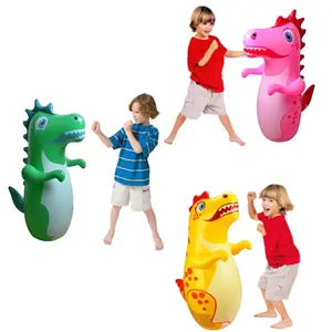 Colorful Dinosaur Punching Bag, Vertical Wobble, Durable PVC Material, // Options, Perfect for Sports & Entertainment, Inflatable Boxing Bag