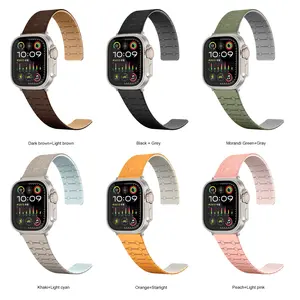Adjustable Magnetic Silicone Loop/Strap Compatible with Apple Watch Band 49mm 46mm 45mm 44mm 42mm 41mm 40mm 38mm,, Accessories Wearable