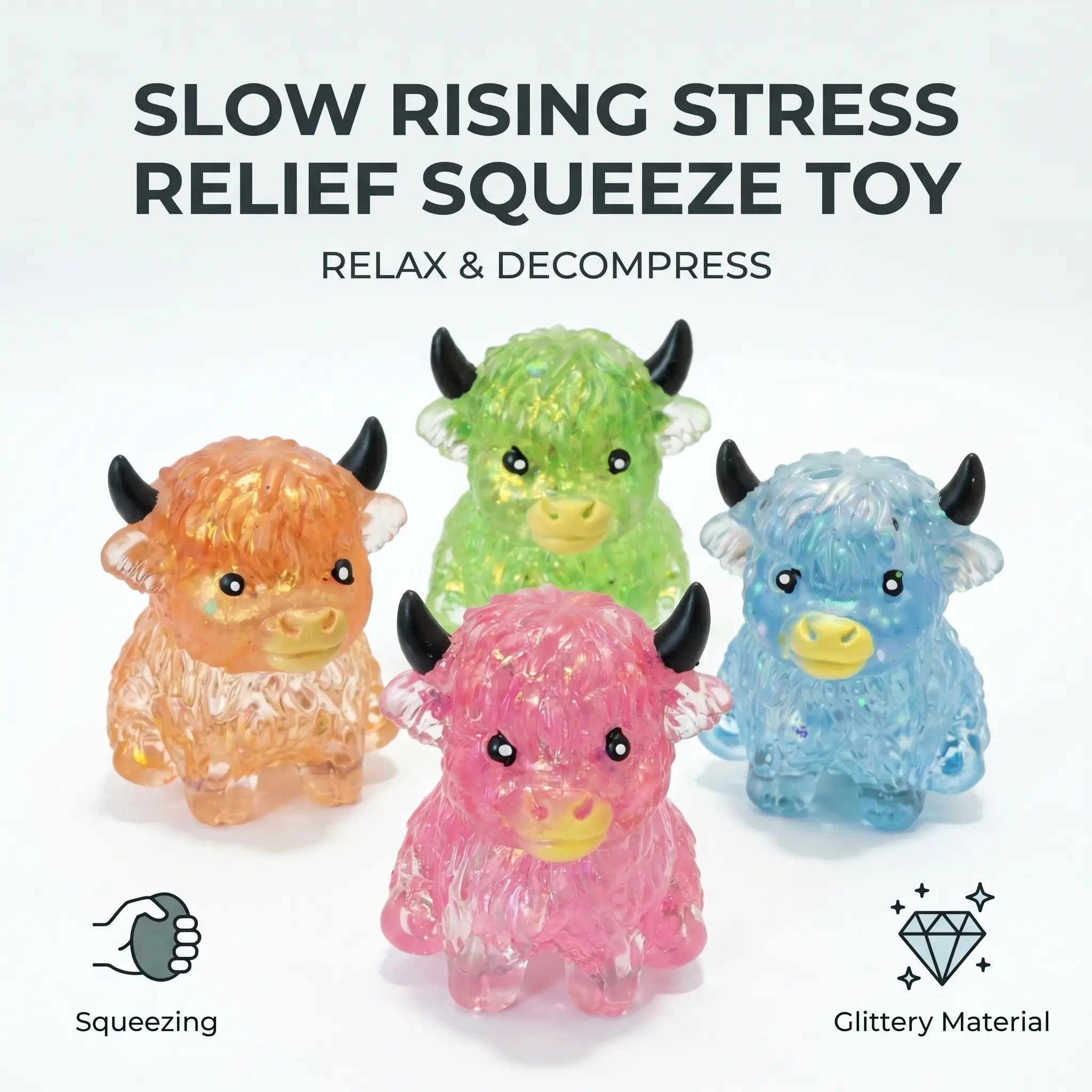 Super Squishy Slow Rebound Cow Toy - Soft PU Foam Squishy Stress Ball, Decompression Squeeze, Sensory Fidget Squishies, Slow Rise Squeeze for Kids, Graduation Party Bag Gift