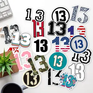 Stickers Pack 20 Pcs Number Bottle 13 Water Bumper Luggage Bike Vinyl Laptop Waterproof Car Aesthetic Skateboard Guitar Colorful