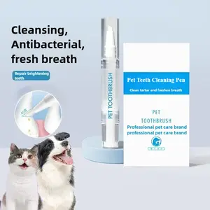 All-in-One Pet Toothbrush Pen with Built-in Toothpaste, Dog Cat Teeth Cleaning Tool for Calculus & Bad Breath Removal