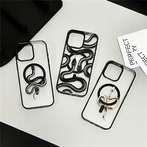 Snake viper Case for iPhone 11 12 13 14 15 16 17 Pro Max Plus Air Dendroaspis polylepis Magsafe Magnetic Wireless Phone Cover