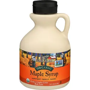 Family Farms Organic Maple Syrup, Grade A Amber Color, Rich Taste, 16 Fl Oz