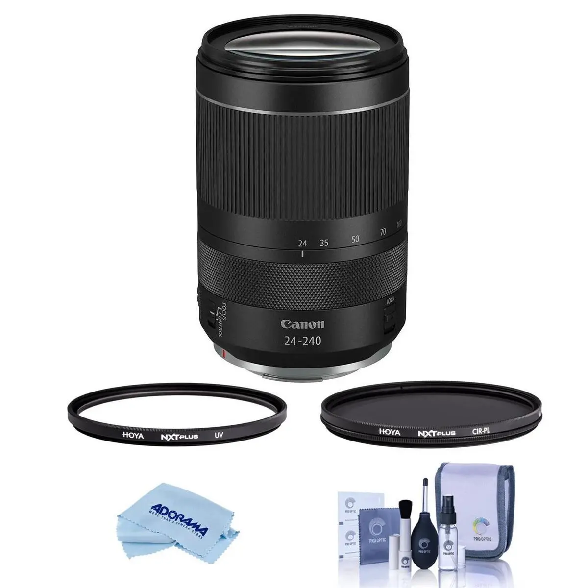 Canon RF 24-240mm f/4-6.3 IS USM Lens, Bundle with Hoya NXT Plus 72mm CPL Filter, 72mm UV Lens Filter and Cleaning Kit