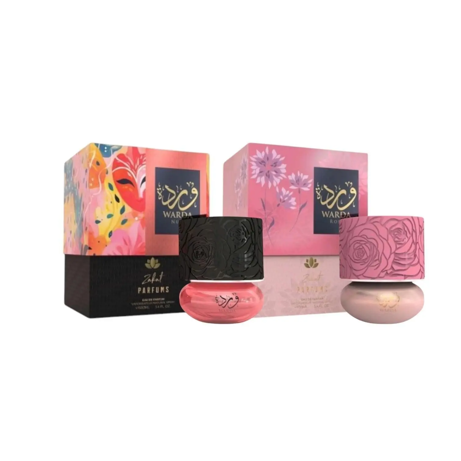 Zakat Perfume Captivating Scent Multi-Pack - Warda Nuit & Warda Rose EDP (Eau De Parfum), 3.4 oz-100 ml, Fruity, Floral, Sweet Notes