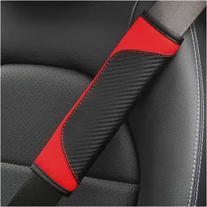 2PCS Seat Belt Cover For Cars, Carbon Fiber Seatbelt Shoulder Strap Covers, Breathable Leather Soft Harness Pad Protect Your Neck and Shoulder