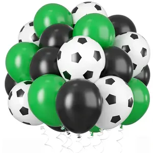 Football themed party decoration balloon set (20 pieces set), black and green football latex balloon set, Party Balloons Decorations, suitable for birthday parties, anniversary celebrations, and sports themed parties