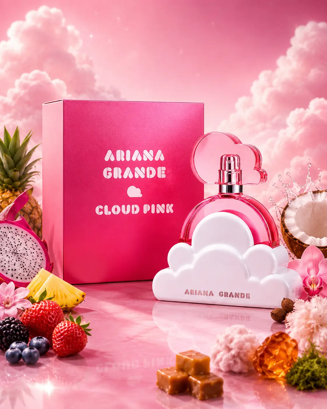 Ariana Grande Cloud Pink Eau de Parfum for Women, 3.4 oz | Gourmand Musk Perfume with Dragon Fruit, Amber Woods & Moss