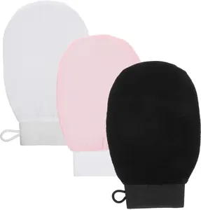 3‑Pack Korean Exfoliating Gloves — Deep Body Scrubber Mitts for Radiant, Silky Skin | Reusable Spa‑Quality Shower Exfoliator Set (Black only)