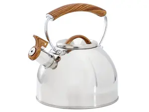 Mr. Coffee Fremont 2 Quart Mirror Polish Stainless Steel Whistling Tea Kettle  510122637M