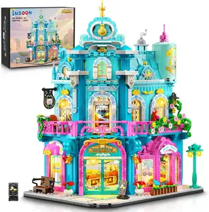 Castle Dairy Bakery Store Building Set with Light, 1689 PCS City Dairy House Building Block Toy with Milk Cake Bread, Home Decor Construction Model Kit for Adults Teens Kids Boys Girls Ages 12+